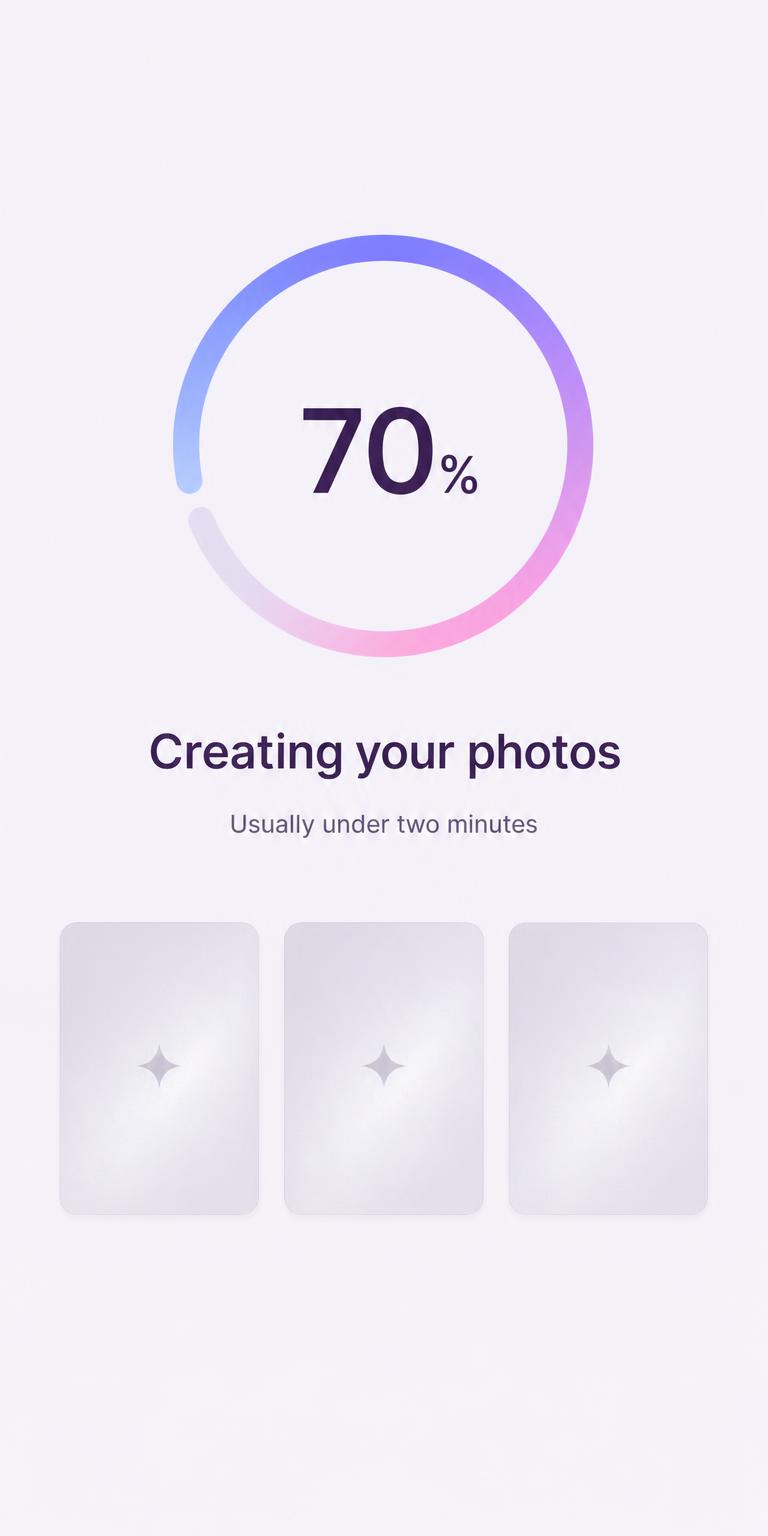 Snapa generating photos with a progress ring